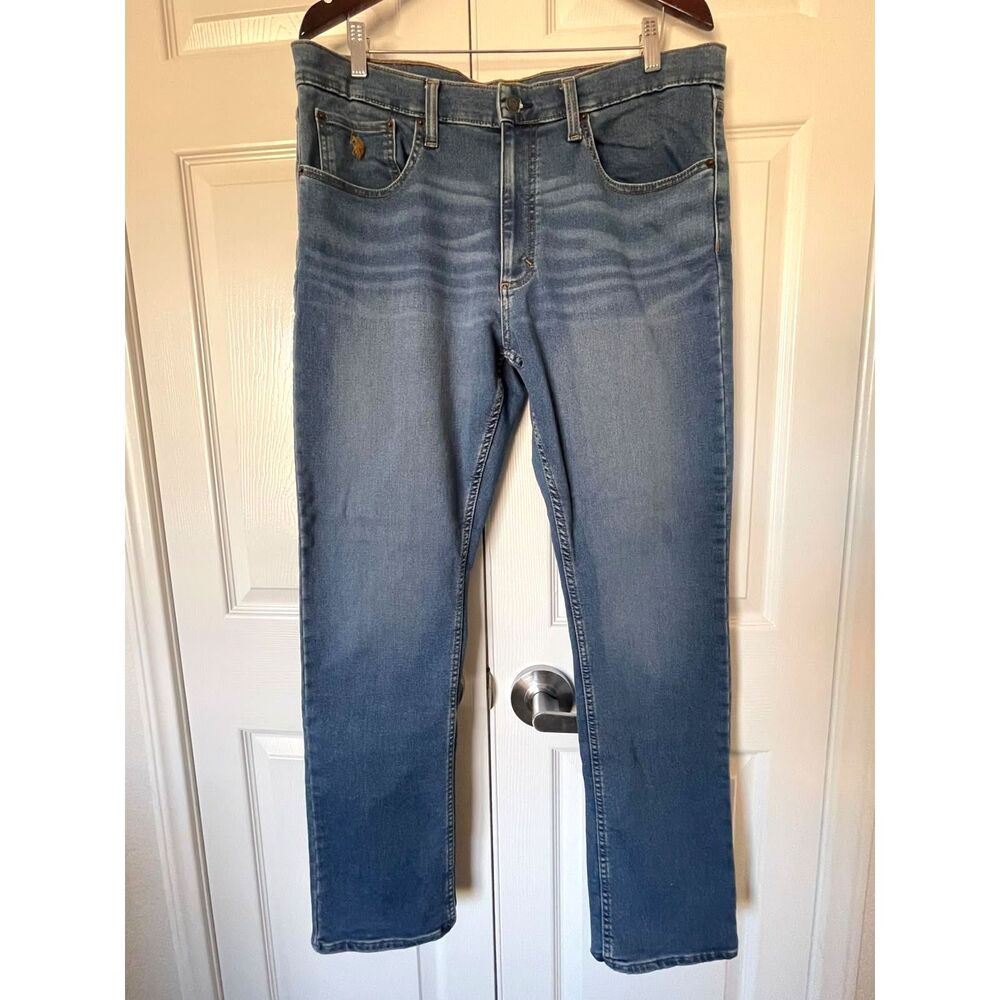 US Polo Assn Mens Straight Leg Jeans Blue Stretch Denim Pants W36 L32 - Picture 2 of 8